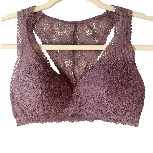 Victoria's Secret Other - Victoria's Secret Lace‎ Bralette Racerback Padded Bra Purple Small